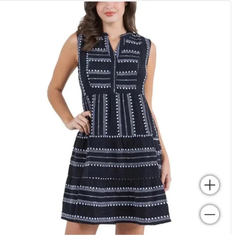 Black and White Embroidery Detail Dress